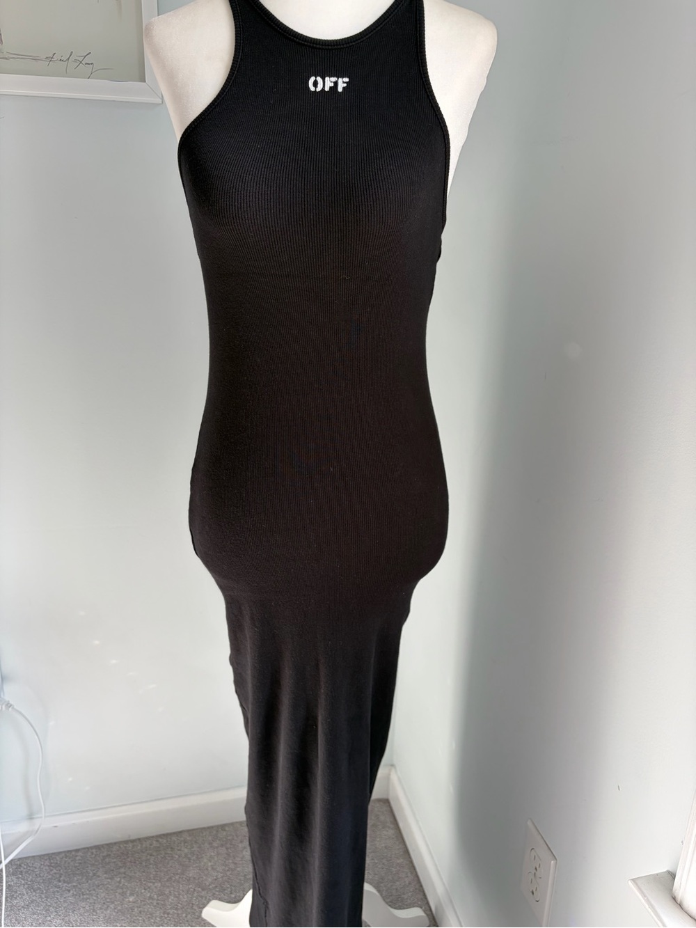 Off-White Black Ribbed Racerback Dress - Picture 12 of 16